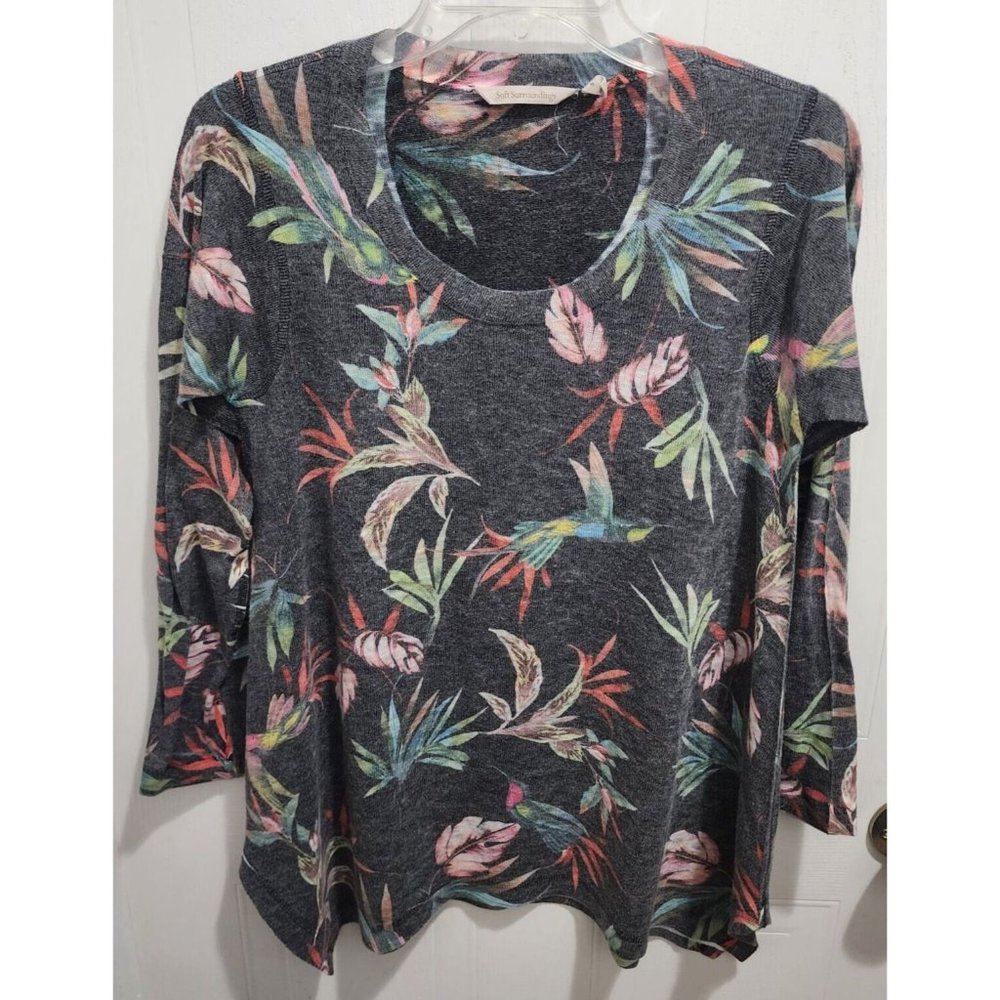 Soft Surroundings Agnes Floral Tunic Top Sharkbite Hem Style 2BG67 Size Small